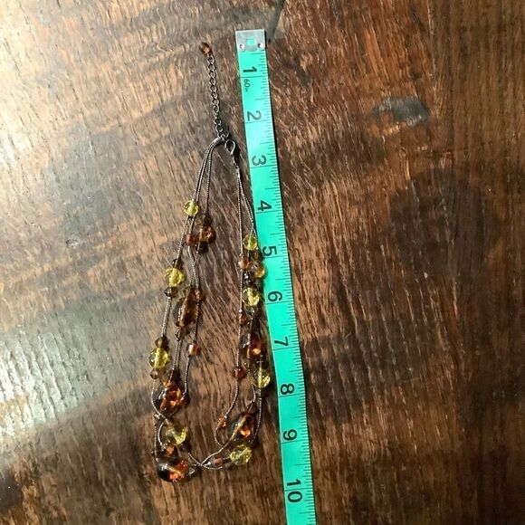 Amber Citrine Necklace Silk Thread Colorful Multistrand Necklace - Picture 3 of 4